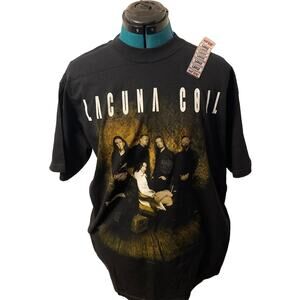 Vintage Lacuna Coil Gothic Metal Band Black T-Shirt Size Large 2000 NWT